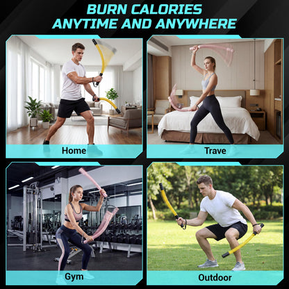 Cordless Battle Ropes for Home Gym & Apartment-Portable Ropeless Battle Ropes with 3 Adjustable Resistance Levels for Strength Training, HIIT & Full Body Exercise Includes Workout Guide & Storage Bag