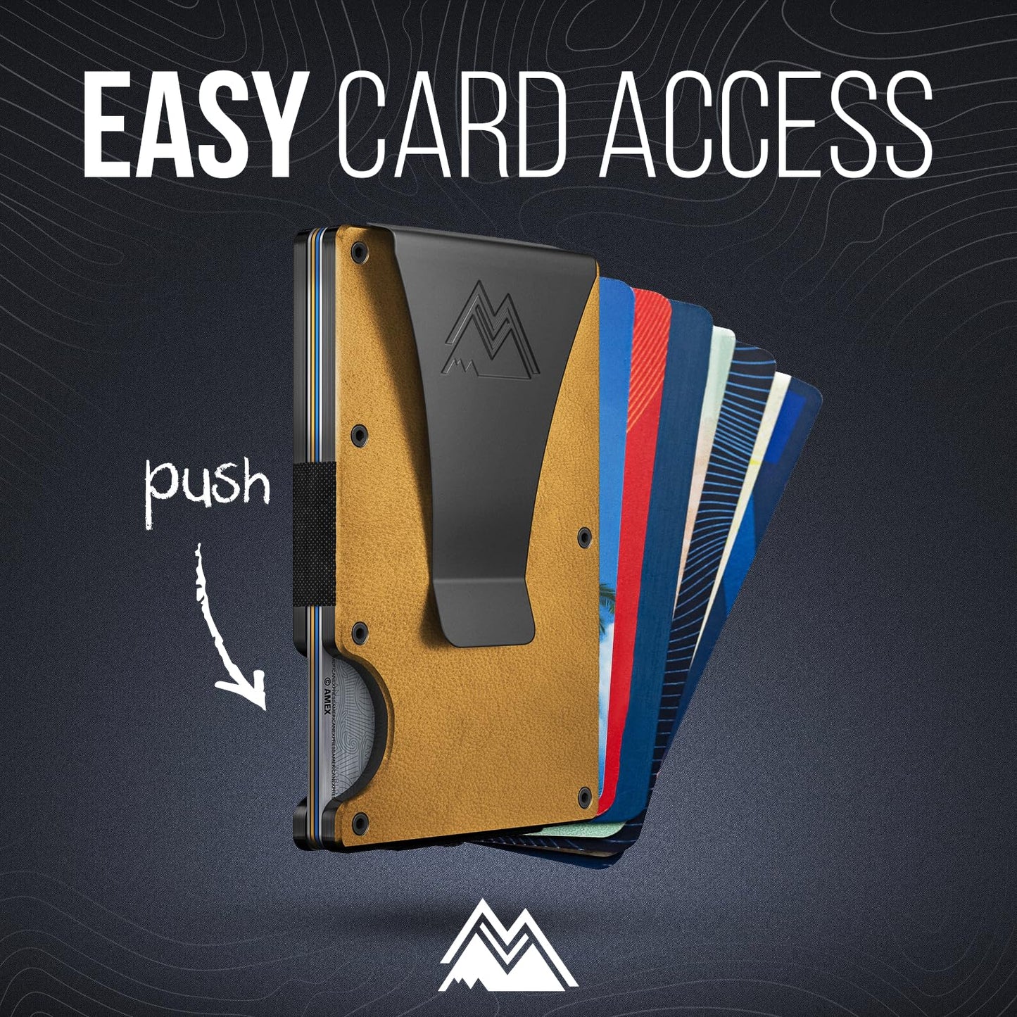 Mountain Voyage Co Minimalist Wallet for Men & Women - Slim RFID Wallet, Scratch Resistant, Credit Card Holder & Money Clip, Easily Removable Money & Cards, (Khaki Leather)