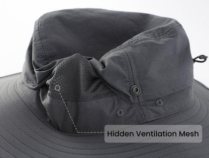 Connectyle Men's Cowboy Sun Hat Wide Brim Fishing Hiking Camping Gardening Hat UV Protection Outdoor Summer Sun Hat Dark Grey