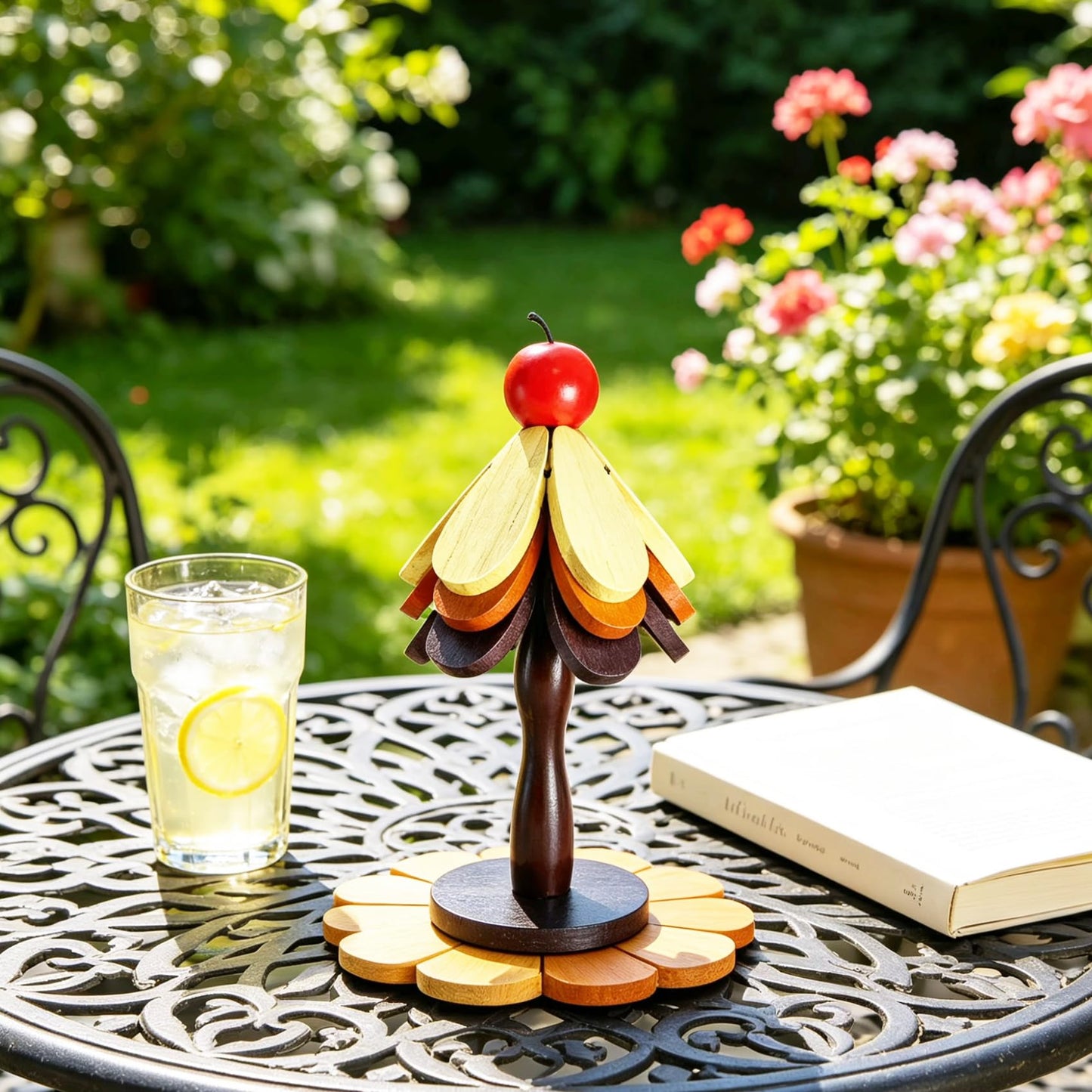 Wooden Christmas Tree Trivet Set of 3, Heat Resistant Coasters for Hot Dishes Pots Bowls, Apple Top Holiday Table Decor for Home Kitchen