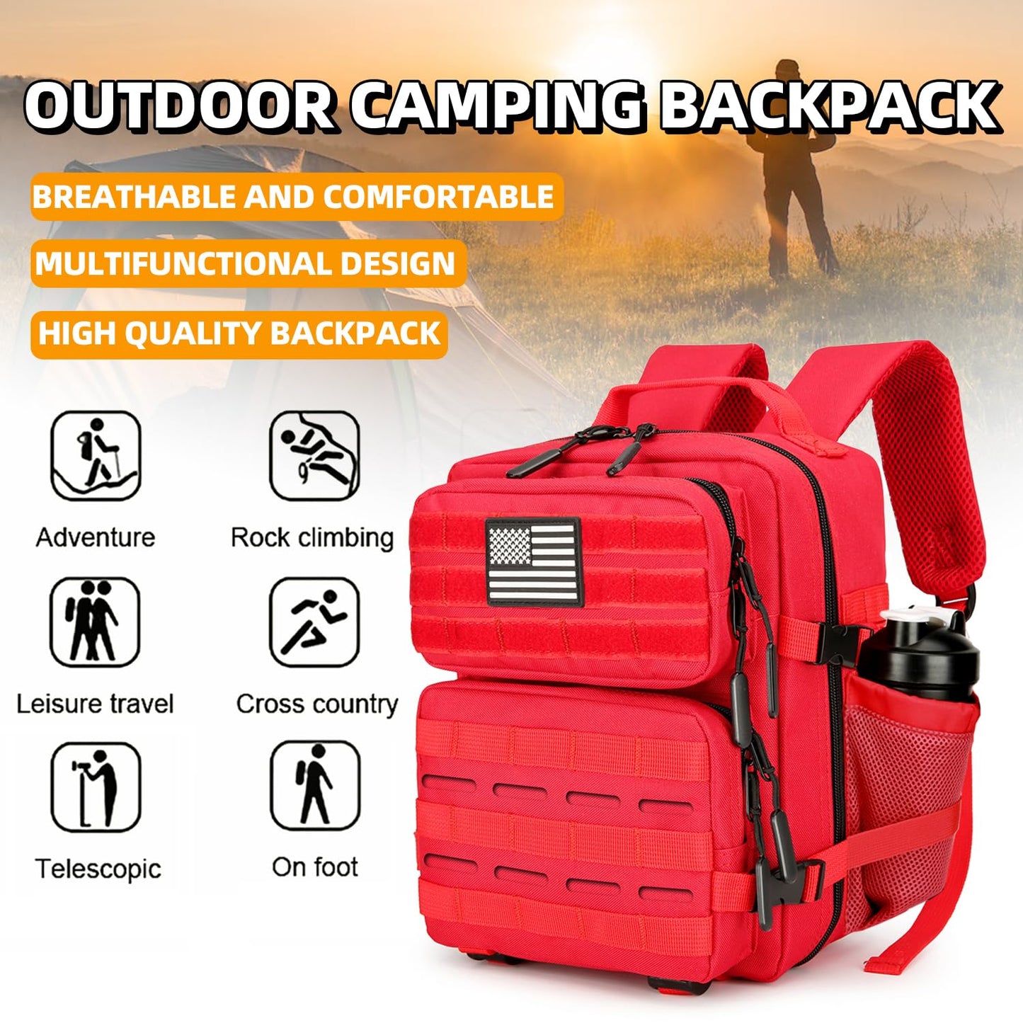 HongXingHai 9L Mini Tactical Backpack for Men and Women Tactical Backpack Small for Hiking Small Tactical Bag Fitness Pack