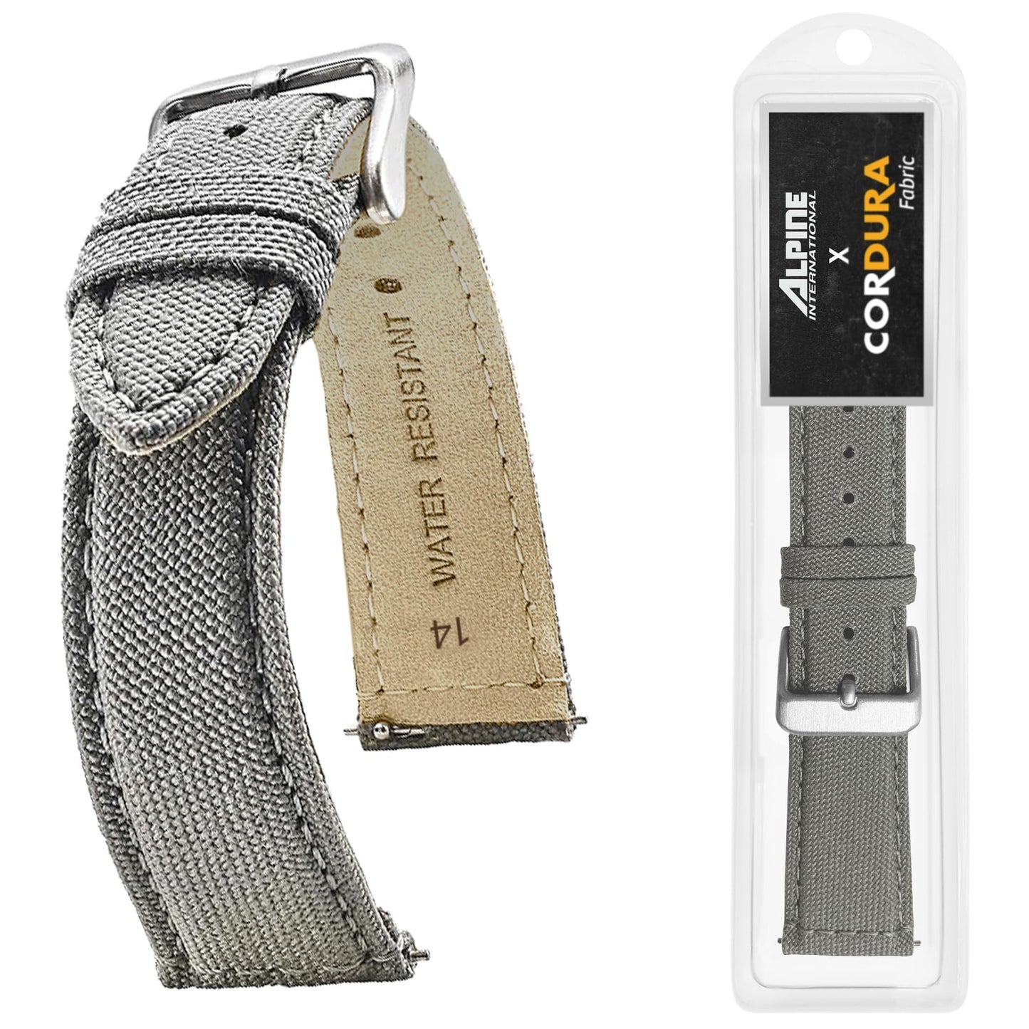 Alpine Cordura Fabric Watch Band | Water-Resistant Canvas Quick Release Watch Strap | Grey Adjustable Watch Band for Men & Women | 22mm Replacement Watch Band for Regular & Smart Watches