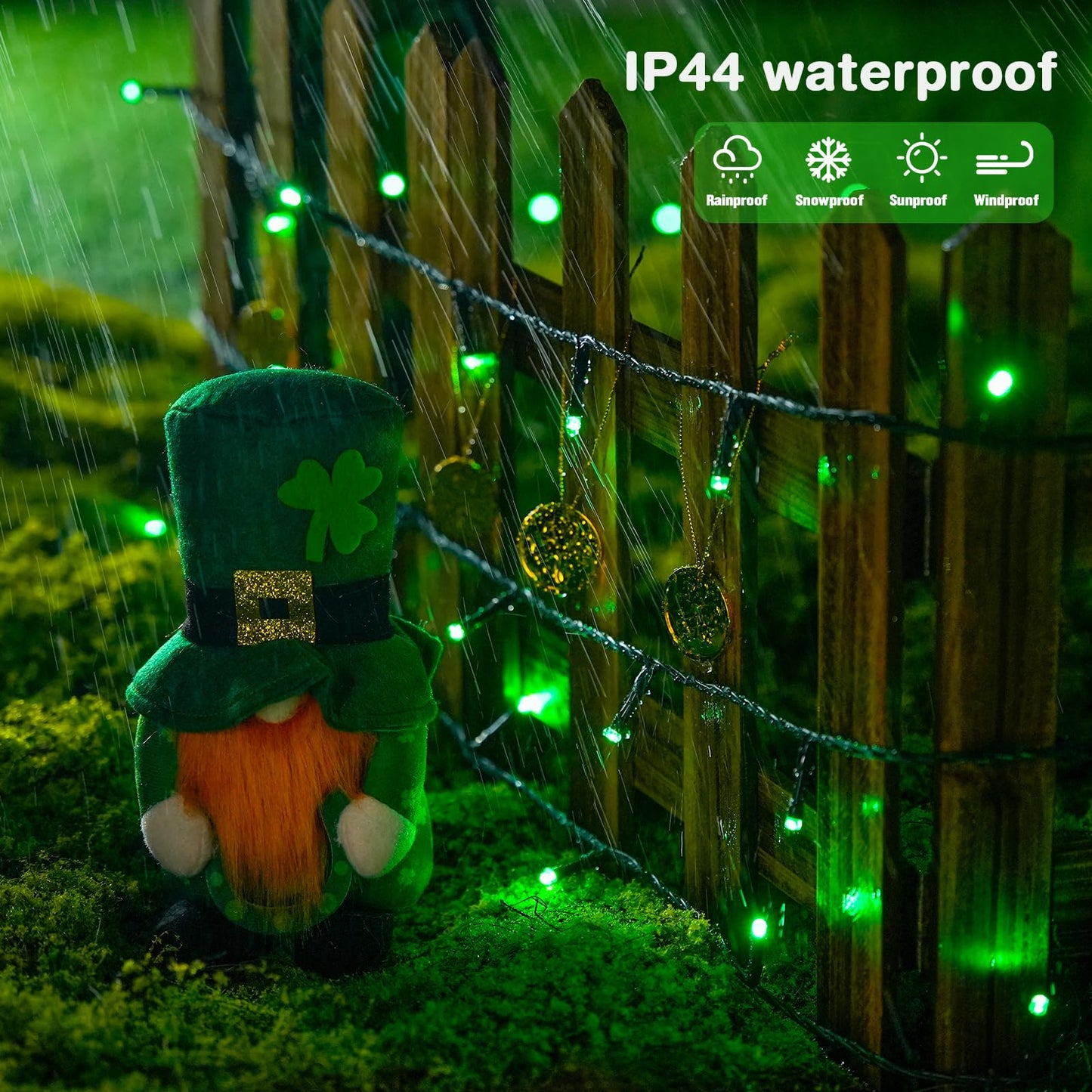 JMEXSUSS 200 LED Christmas Lights Outdoor, 66ft Connectable Green String Lights Plug in, 8 Modes Waterproof Green Lights for St Patrick's Day Outside Indoor Yard Tree Fence Rail Halloween Xmas Decor