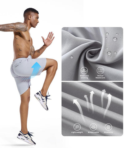 Gesean Mens Athletic Shorts Running Workout Shorts Dry Fast Lightweight Gym Hiking Shorts Light Grey Small