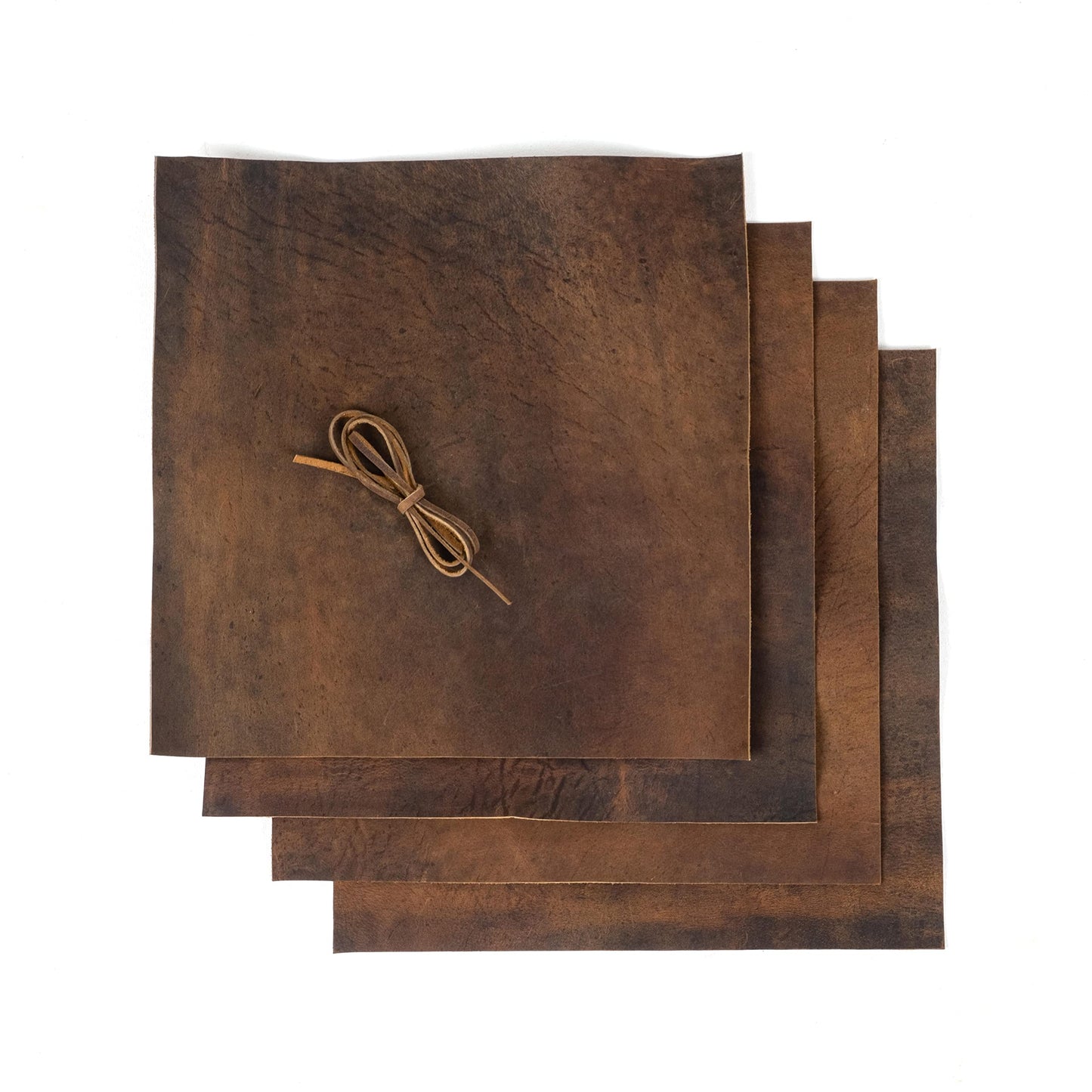 Genuine Leather Roll & Sheets Set of 4 | Soft Leather, Quality Raw, Sheet & Roll 12" x 12" + 36" Cord