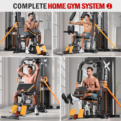 XGSW Multi-Function Home Gym Workout Station, Featuring a Pulley System, arm Trainer, and Leg Trainer for Full-Body Workouts. (L03-1 Single-Person Training Station)
