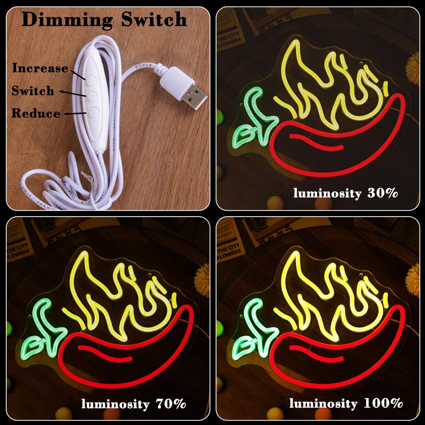 Flaming Hot Chili Peppers Neon Signs Red Yellow Foods for Mexican Spicy Restaurant Open LED Sign Chili Neon Lights Cook Off Decoration for BBQ Party Chili Contest Tasting Party Decor