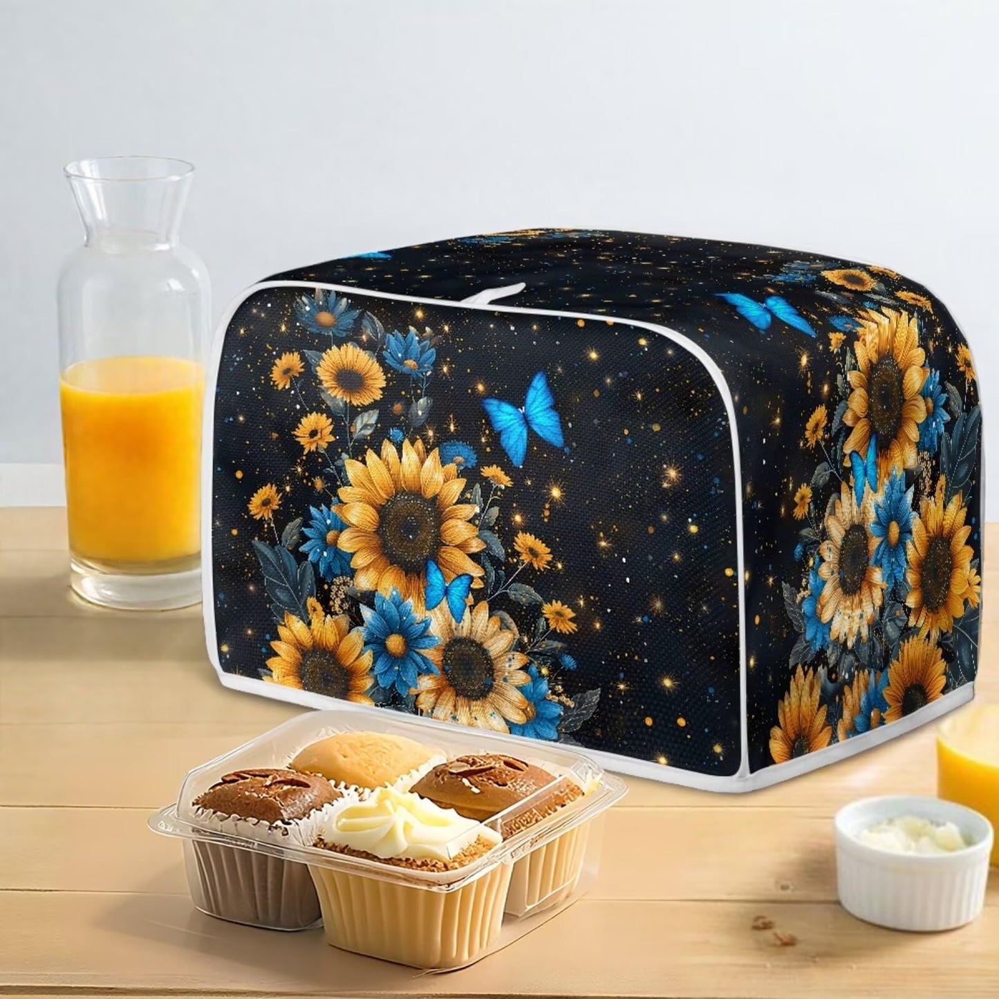 ASQVTIFE 4 Slice Toaster Covers for Kitchen Butterfly Dust Covers for Kitchen Appliances Sunflower Bread Machine Oven Dust Cover Top Handle Design Greasy Protection Anti Sputtering