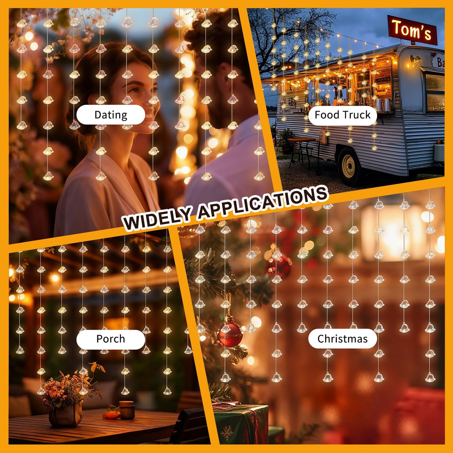 Patioman Santa Hats Curtain Lights, Warm White Window Lights 70 Hanging Light with Remote Fairy Led Twinkle String Lights Home Bedroom Wall Ceiling Décor for Christmas, Wedding, Party, Birthday