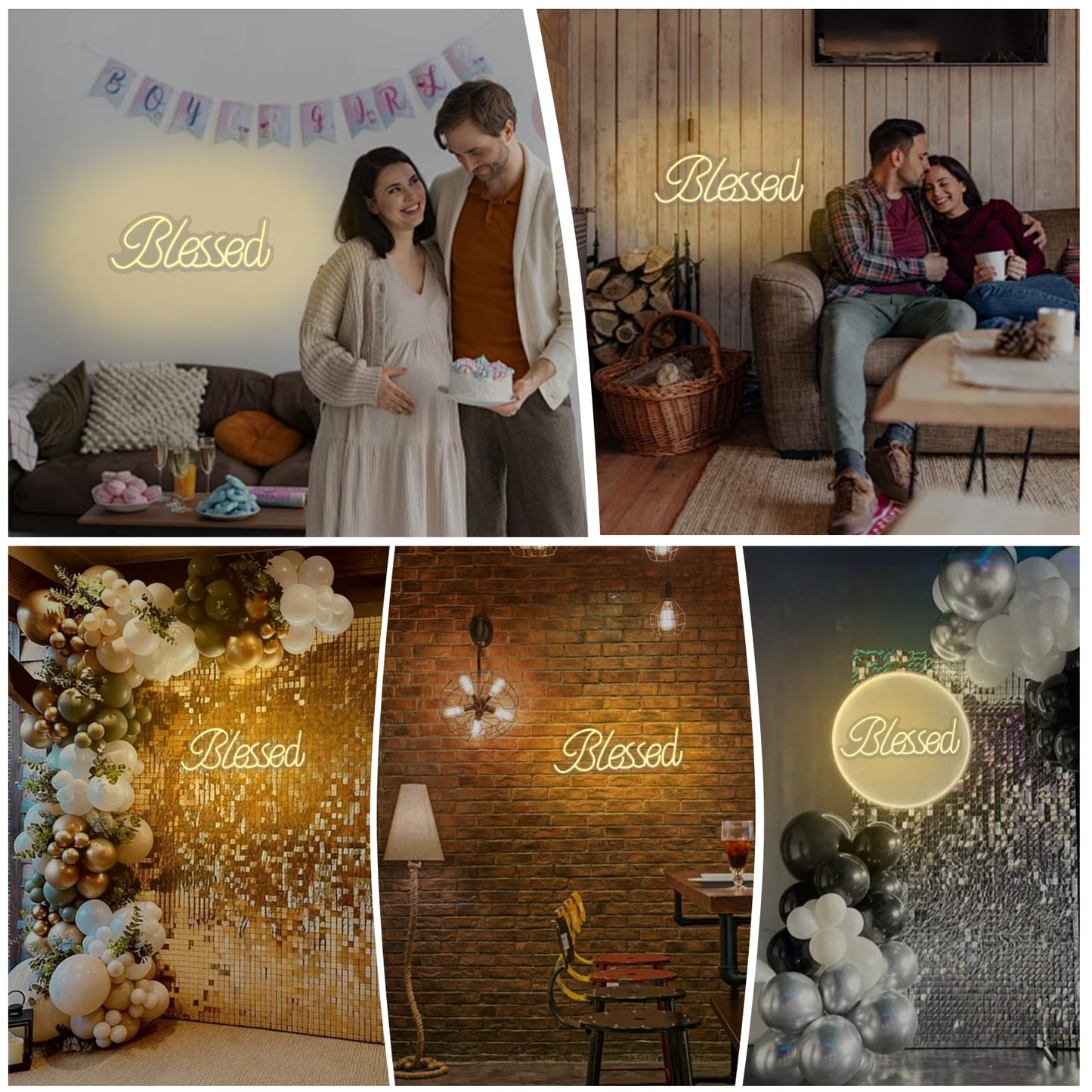 Blessed LED Neon Sign,19.6 x 7.5 Inch Light Up Letter Neon Lamp, Wall Art Decor for Teen Bedroom, Holiday Party, Wedding & Home Room Decoration (Warm White)