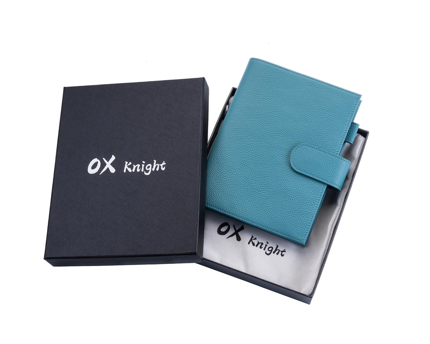 Ox Knight B6 Leather Planner Cover for Stalogy, Midori, Leuchtturm1917, and More - with Pen Loop, Card Slots, Back Pocket, and Bookmarks (Dark Blue)