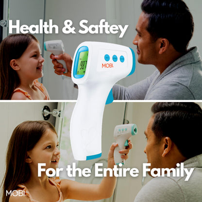 MOBI - Non-Contact Forehead Digital Thermometer with Object Temperature Mode - Touchless with High Fever Indicator - No Touch Thermometer for Baby, Kids, & Adults - Intrusive Free Readings