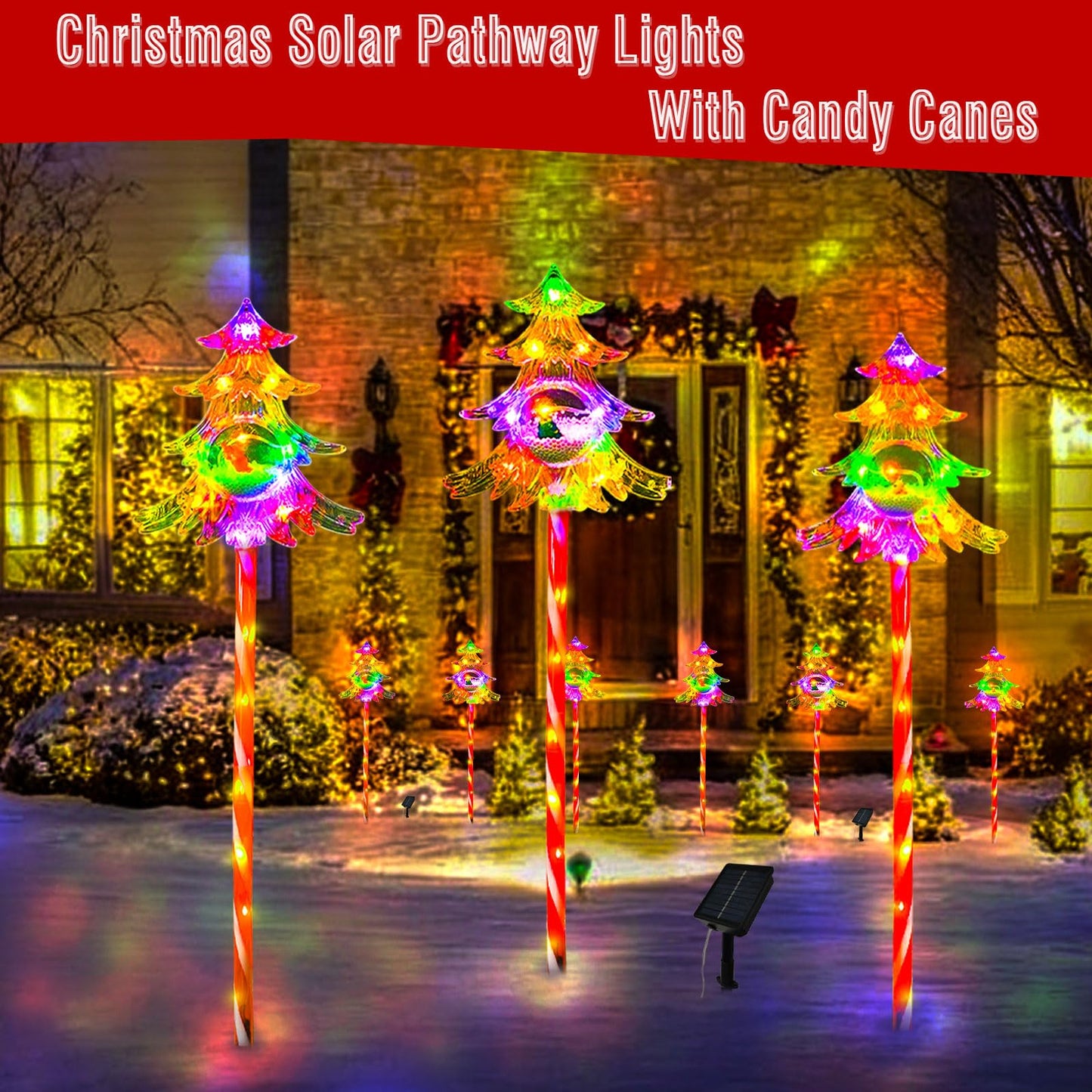 Trunfiste 30.7'' Larger Christmas Decorations Outdoor Solar Pathway Lights, 3Packs Solar Christmas Trees with Colour 51LEDS, Xmas Tree Candy Cane Stake Lights Outside for Garden Porch Path Yard Decor