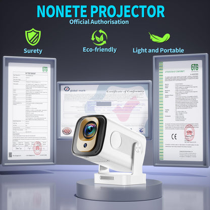 Mini Projector 1080P with WiFi 6 and Bluetooth 5.4, 4K Full HD Projector Features Auto Focus & Keystone, Portable Projector Built-in App Support 270° Rotatable, Compatible with Phone/HDMI/USB - White