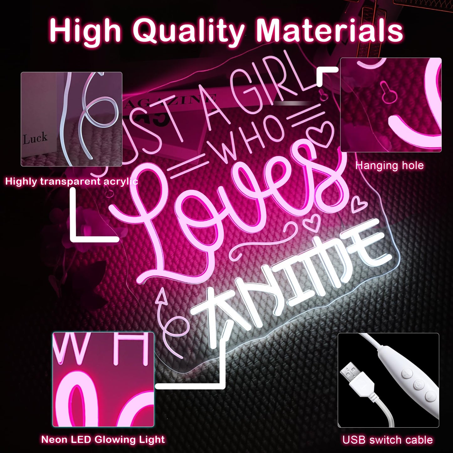 VVYXX Just a Girl Who Likes To Watch Anime Neon signs Anime Girl Neon Sign LED Light with Dimmer for Bedroom Office Hotel Pub Cafe Bar Home Art Recreation Room Man Cave Wall Decor Pink