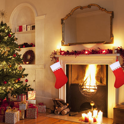 24 Pack Christmas Stockings Bulk 15 Inches Red Felt Xmas Stockings Holiday Big Santa Stockings for Fireplace Hanging Christmas Decorations