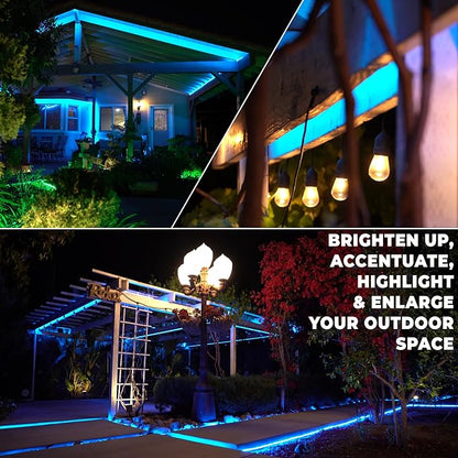 WYZworks 1116LEDs 100ft LED Outside Rope Lights, Outdoor ETL Certified Waterproof Permanent 360 Degree Light Emitting, Flexible Tube, Connectable, Christmas Palm Tree Exterior Landscape, Blue