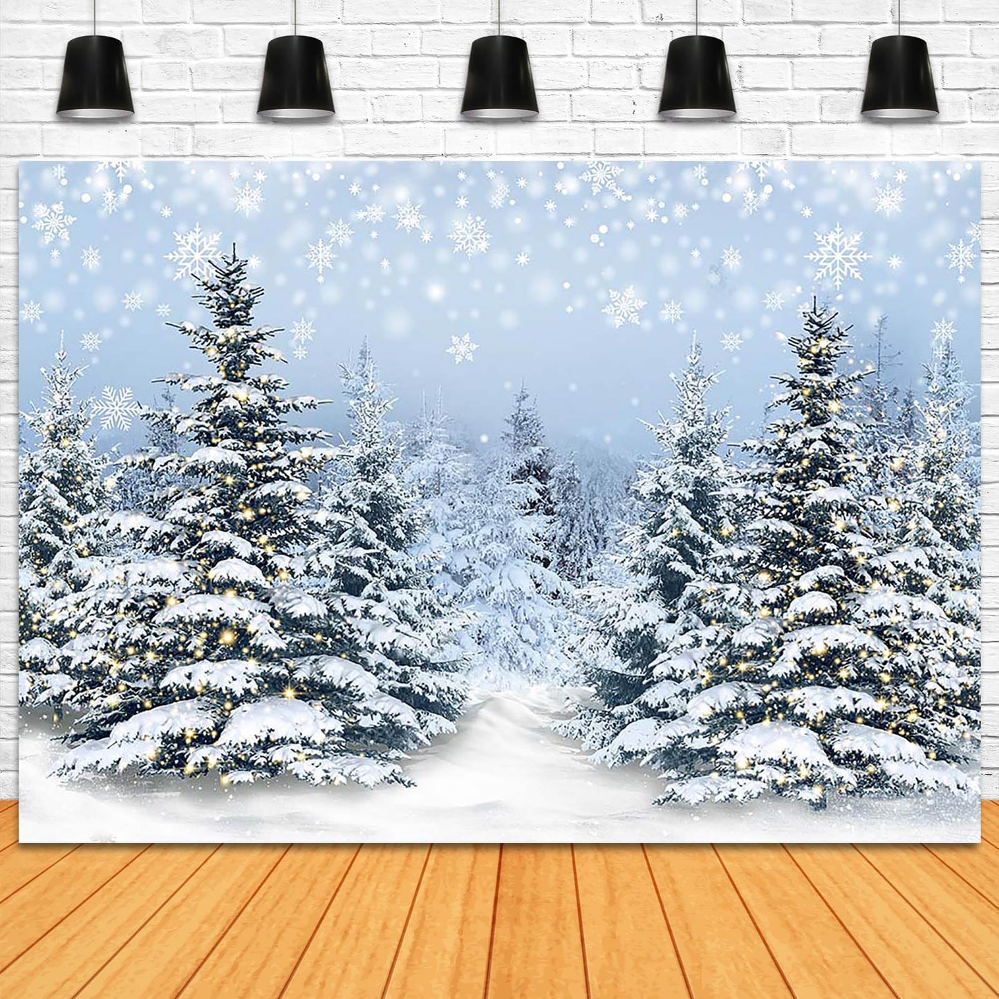 Fitumiw Winter Snowy Forest Scene Backdrop 7x5ft Christmas Winter Wonderland Photography Background Party Decorations Xmas Pine Trees Banner Photo Booth Props