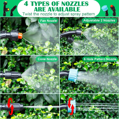WYRJXYB Battery Powered Sprayer 2 Gallons, Upgrade Electric Garden Sprayer with 4 Mist Nozzles,USB Rechargeable Handle,32in Telescopic Wand,1 Glove,Portable Garden Sprayer for Yard Lawn Garden