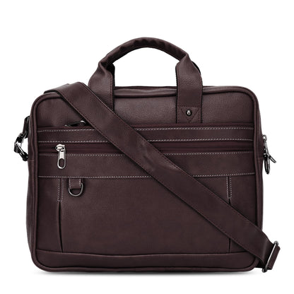 Brown Vegan Leather Laptop Messenger Bag for Men 14.6 Inch – Professional Business Briefcase, Waterproof Office Shoulder Bag with Adjustable Strap, Multi-Pocket Work Satchel for Travel & Daily Use