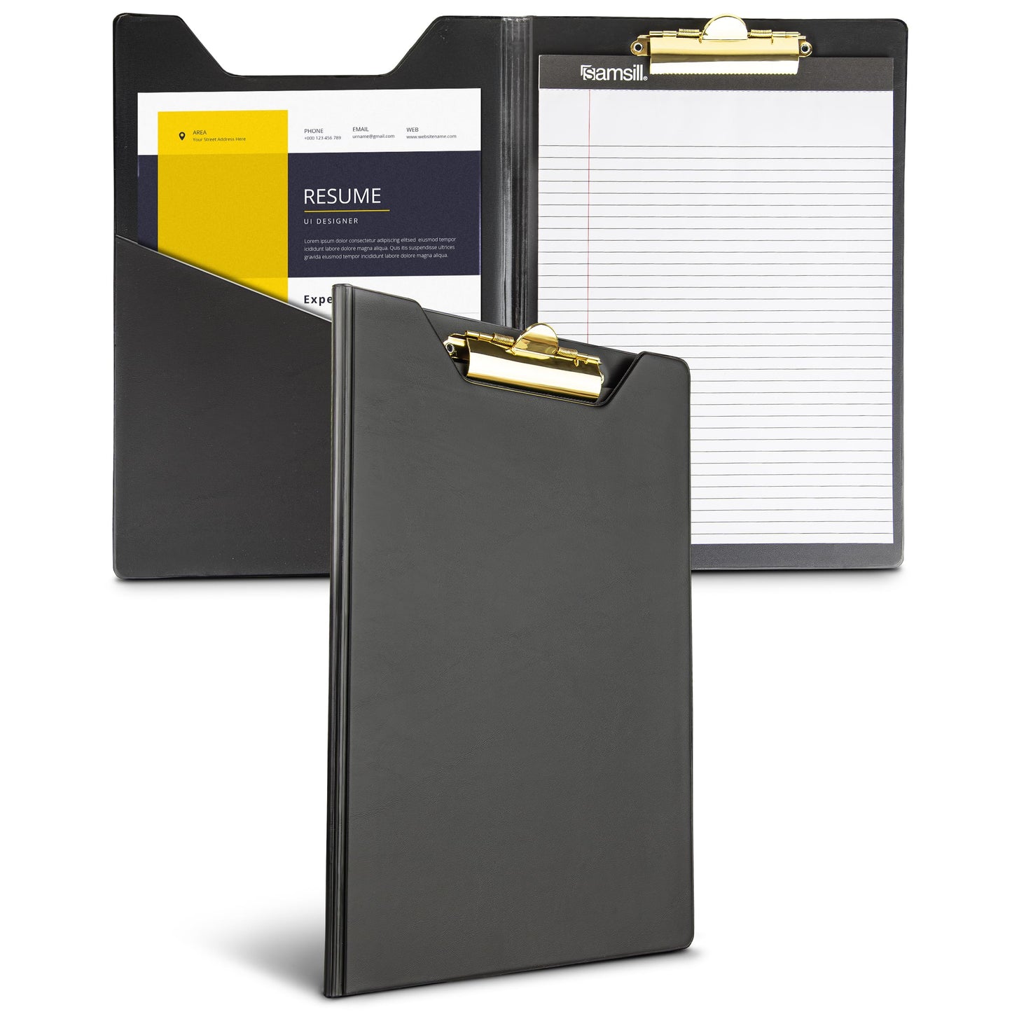 Samsill Value Padfolio with Clipboard and Letter-Size Writing Pad, Black, 9.25 x 13 Inch