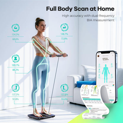 RunStar Smart Scale for Body Weight, 8 Electrodes High Precision Digital Bathroom Scale with Set Functions Handle, Body Composition Scale for 28 Metrics 400lbs, Blue-Black