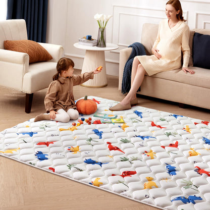 Odorless Premium Foam Baby Play Mat 50" x 50", Soft Microfiber Fabric Crawling Mat for Floor- Comfortable and Hypoallergenic, Non-Slip Cushioned Floor Playpen mat for Infants,Babies,Toddlers