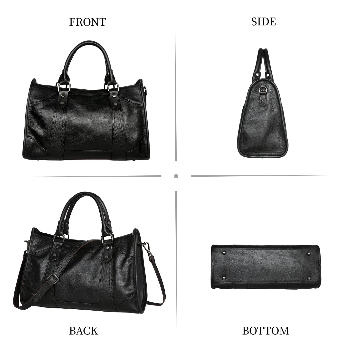 Iswee Black Genuine Leather Purse Crossbody Bags for Women Hobo Bags Designer Shoulder Bag and Handbag Satchel Purses Tote Women Top-handle Bag (Black)