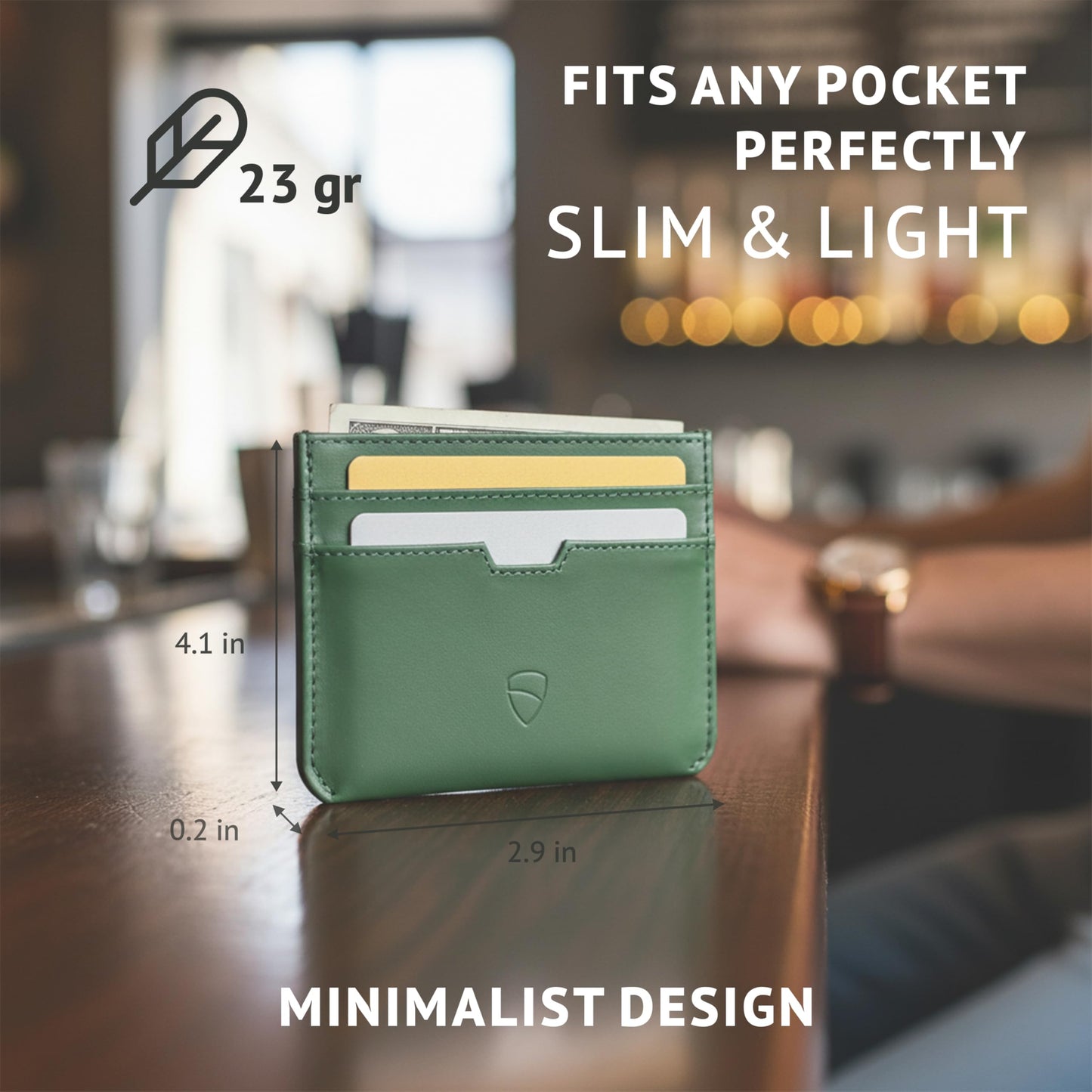 Vaultskin MOORGATE Slim Card Holder – Minimalist Leather Wallet with RFID Blocking, Front Pocket Credit Card Case for Men & Women (Hunter Green)