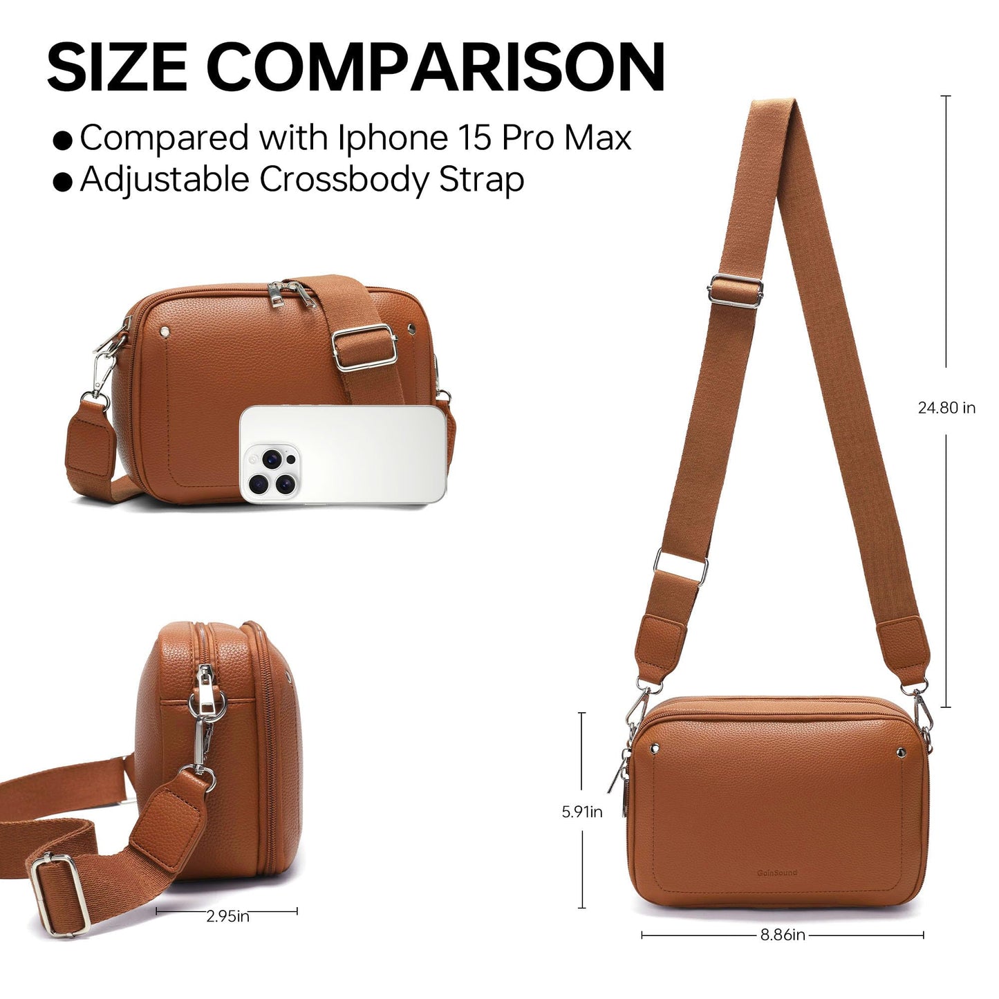 Goinsound Womens Crossbody Purse with Wide Strap Shoulder Handbags with Adjustable Strap and Rfid Card Slots