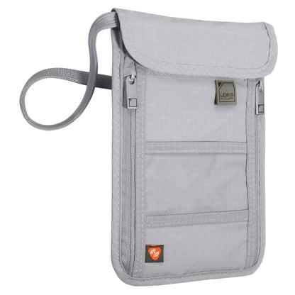 Lewis N. Clark RFID Blocking Stash Neck Wallet, Travel Pouch + Passport Holder for Women & Men, Gray, One Size