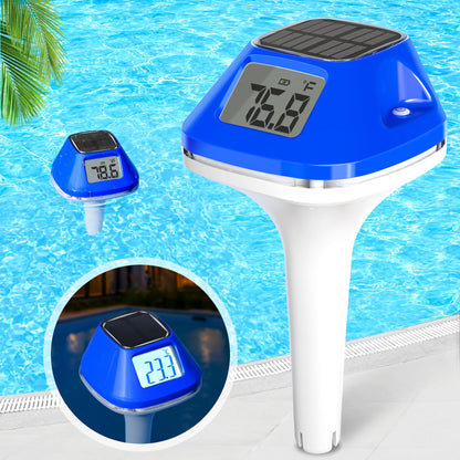 Pircaath 2025 Next-Gen Solar Pool Thermometer Floating Easy Read, Digital Pool Thermometer with Extra-Large Backlit LCD Screen & Rope, IP68 Waterproof Pools Water Temperature Gauge for Hot Tub, Spa