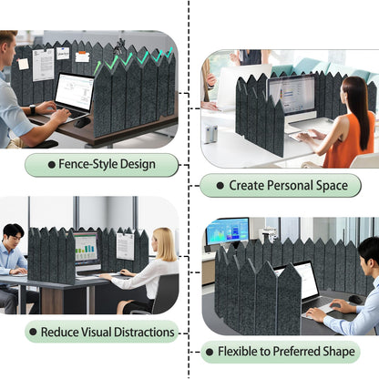 BXI Foldable Felt Desk Divider, 16.5 x 86 Inches Non-Tip Privacy Panel Partition, Versatile Cubicle Shield with Clips for Hanging Notes & Items, Acoustic Table Screen for Office Home Classroom