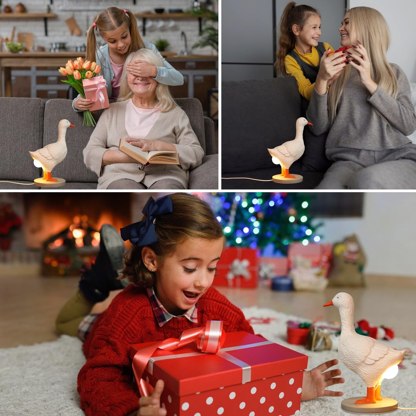 Attivolife Duck Egg Lamp, Funny Duck Gift with Egg in Butt Lifelike, LED Goose Night Light with USB & Stepless Dimming, Resin Table Light Decor Birthday Christmas Gifts for Kid Friend