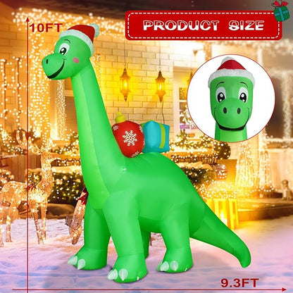 Onory 10 FT Christmas Inflatables Outdoor Decorations Inflatable Christmas Dinosaur with Build-in LEDs Blow up Holiday Decorations for Yard Garden Outdoor Indoor Decor