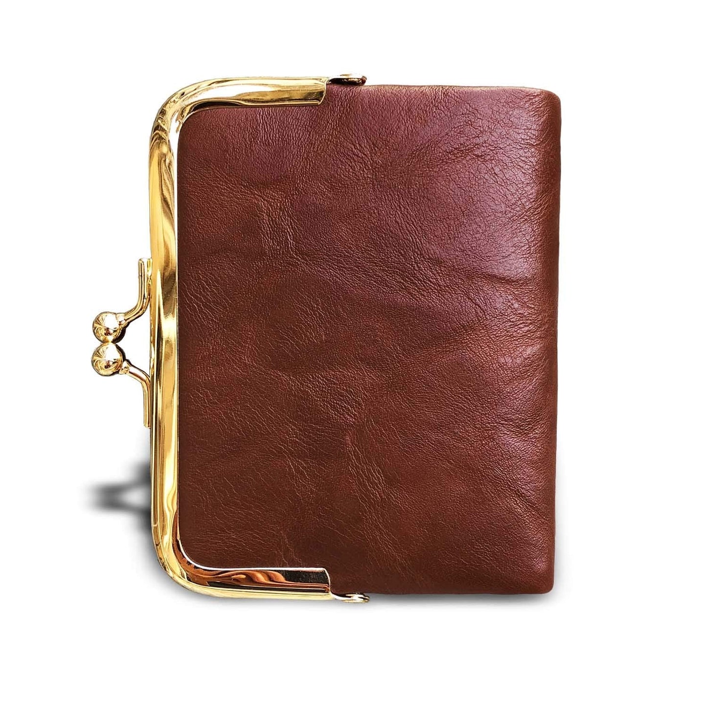 AOXONEL Womens Wallet Small Rfid Ladies Compact Bifold Leather Vintage Coin Purse With Zipper and Kiss Lock (Brown)