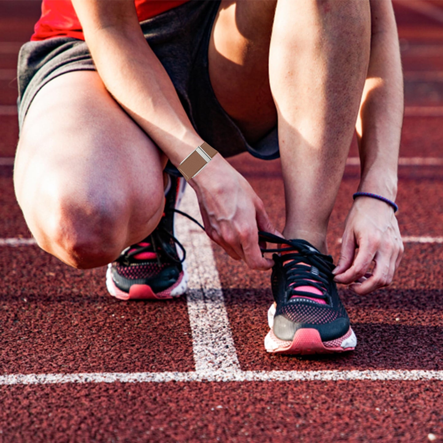 DADO Luxe Tapered Leather Replacement Band Compatible with WHOOP 5.0, One, Peak, and Life Fitness Tracker – Durable & Comfortable | Not for Whoop Gen 4 (Brown Silver, One/Peak)