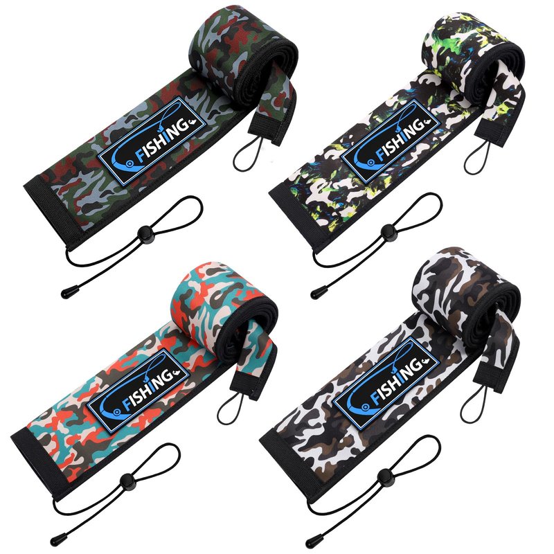 MONYES Neoprene Fishing Rod Sleeves for Casting, Spinning, Trolling Pole - Protective Cover Rod Sock with Hanging Loop & Lanyard- Floating, Puncture Resistant, Lightproof (58in, 4P)