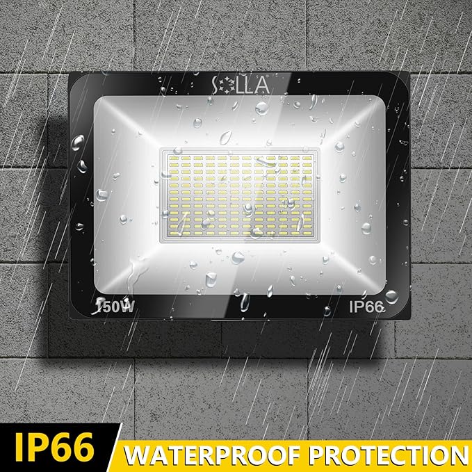 2 Pack 150W LED Flood Light, IP66 Waterproof, 12000lm, 800W Equivalent, Super Bright Outdoor Security Lights, 6000K Daylight White, Outdoor Floodlight for Garage, Garden, Lawn and Yard