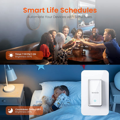 TENDA SP6 Smart Plug WiFi Outlet Switch, Works with Alexa & Google Assistant for Voice Control, Remote Control via App, Timer & Schedule Function, 15A Easy Install, Compact Design, FCC ETL Certified