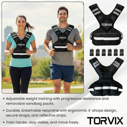 Adjustable Weighted Vest for Women and Men 6-15 lbs - Weight Vest for Walking, Weights for Workout Exercise Fitness Gym - Running Walking Training Vest with Reflective Strips & Pocket
