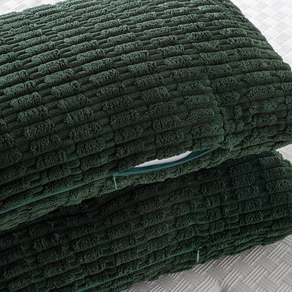 Fancy Homi Dark Green Long Body Lumbar Decorative Throw Pillow Covers 14x36 Inch for Bed Couch Bedroom Bench, Soft Corduroy Rectangle Solid Pillow Case 35x91 cm, Rustic Farmhouse Boho Room Decor
