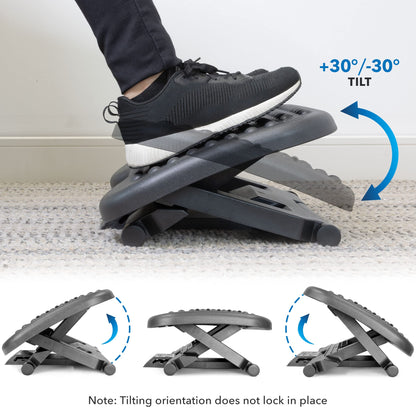 Mount-It! Ergonomic Under Desk Footrest with Massage Rollers, Adjustable Height & 30° Tilt Foot Rest Under Desk (4.25"–6.75"), Office Foot Stool with Non Slip Surface