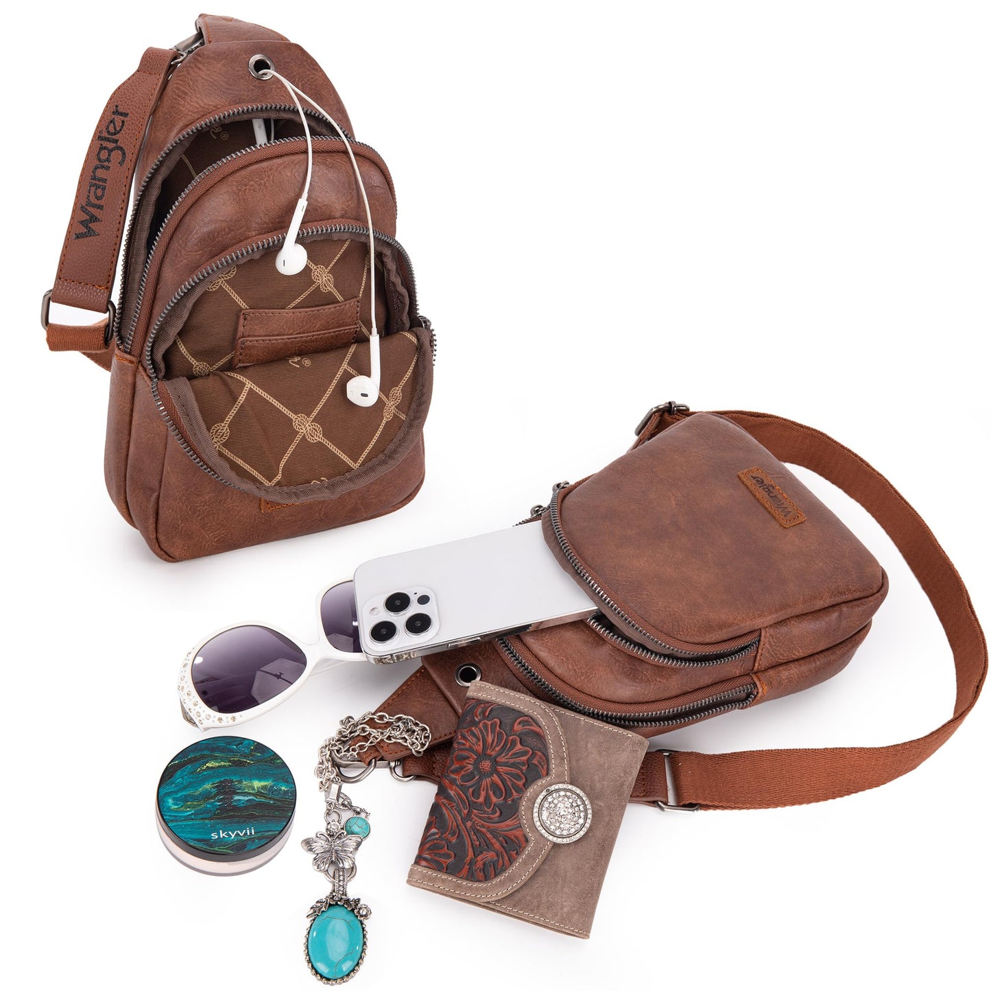 Montana West Wrangler Crossbody Bags for Women Sling Bag Cross Body Fanny Pack Chest Bag Backpack for Travel, WG-HB-87-227-DBR