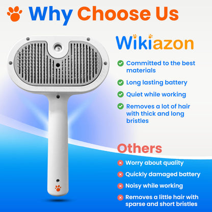 WIKIAZON 4 In 1 Cat Steam Brush, Self Cleaning, Anti Static Shedding Spray Comb, Hair Removal, Mist Indoor Steamy Grooming Brush for Dog, Water Spritz Defur with Steamer Cloud Para Gatos (White Pro)