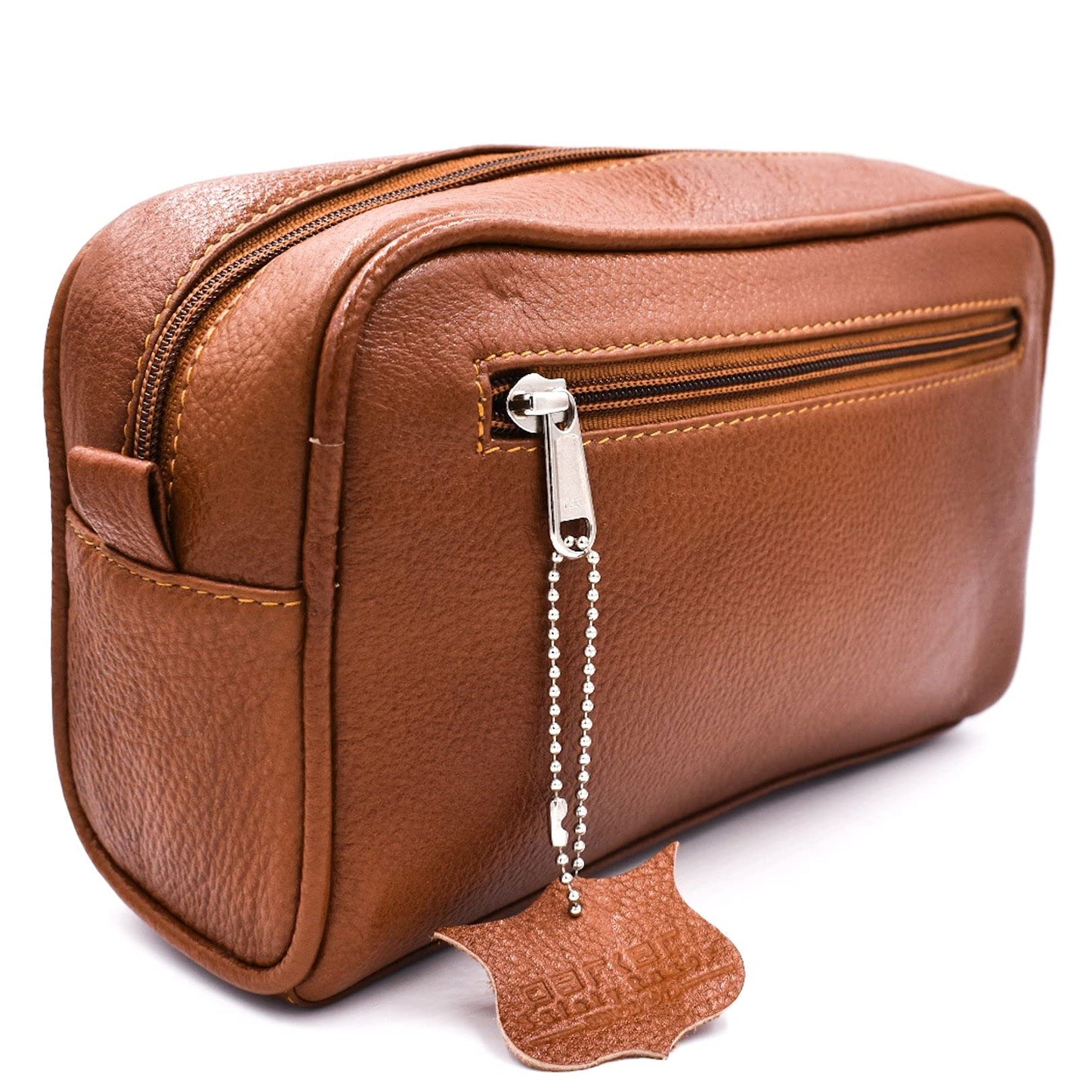Parker Full Grain Leather Dopp Kit – Handmade Full Size Saddle Brown Leather Toiletry Bag/Dopp Kit/Travel Bag for Effectively Carrying and Storing Toiletries