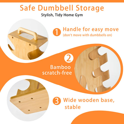 Wooden Dumbbell Rack Stand Gift for Fitness Lovers, Compact A-Frame Weight Holder for 8-15lb Dumbbells, Stylish Space-Saving Organizer for Home Gym (Dumbbell Rack Stand Only)