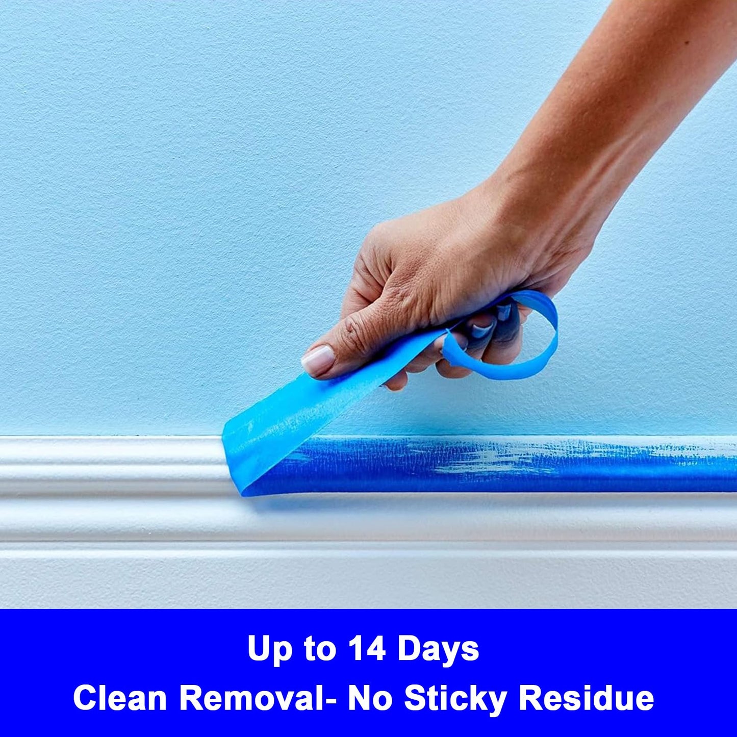 Clickslock 6 Rolls Blue Painters Tape 2 Inch x 55 Yards, Multi-Surface Masking Tape for Home Painting, Clean Removal No Residue, Indoor Outdoor Use, Paint Supplies