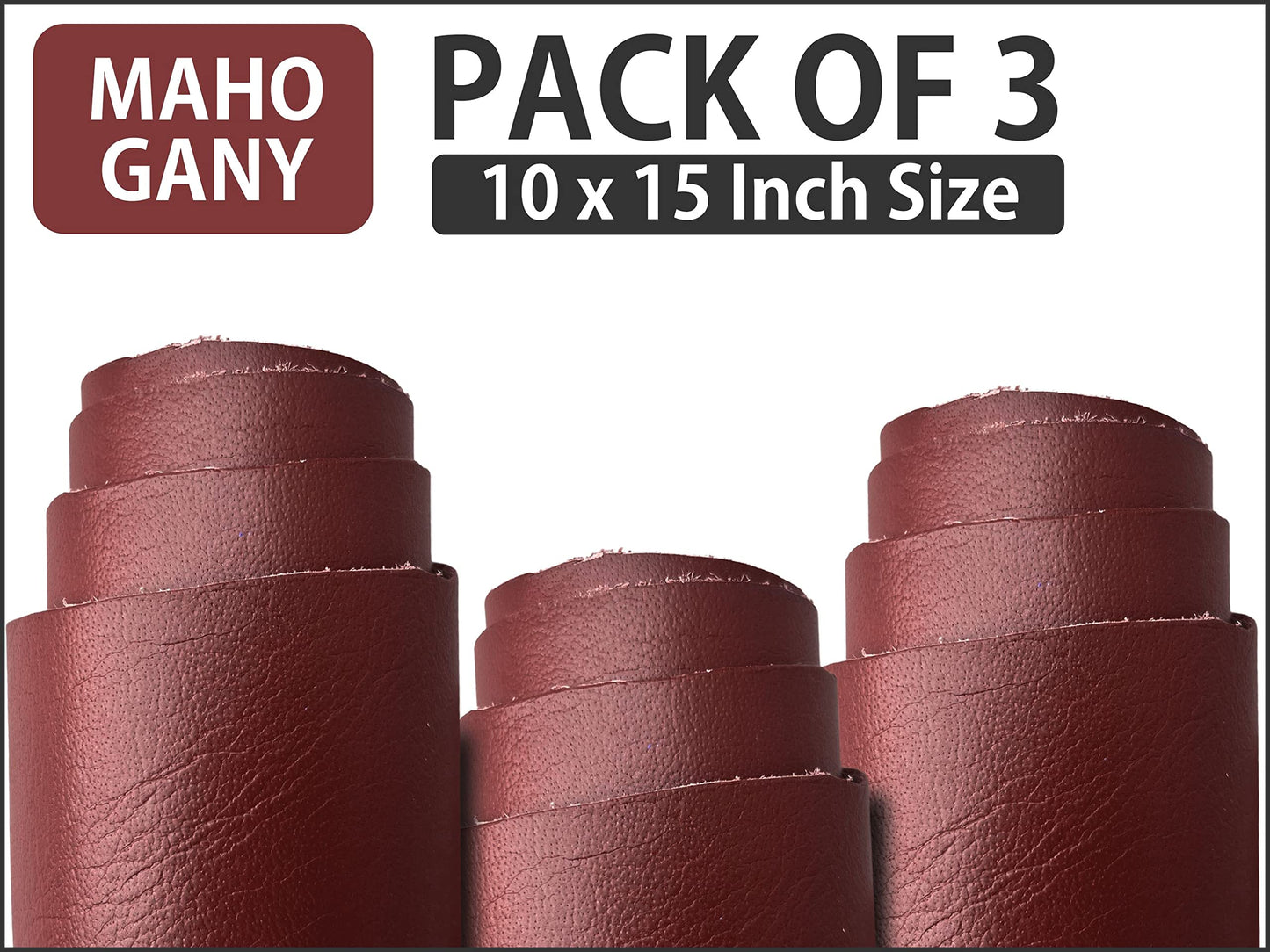 3 Pieces of Mahogany 10x15 Inch Genuine Leather Pieces Real Cowhide Full Grain Sheets for Crafting Leatherworking Leathercraft Repair Crafts Offcuts TPS13526