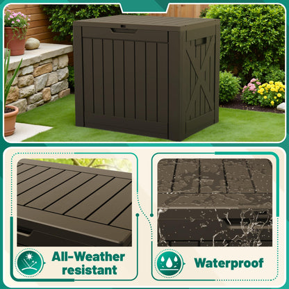 Devoko 40 Gallon Deck Box Outdoor Storage Box Waterproof for Patio, Large Outdoor Storage Bench Lockable for Outside (Deep Brown, 40 Gallon)